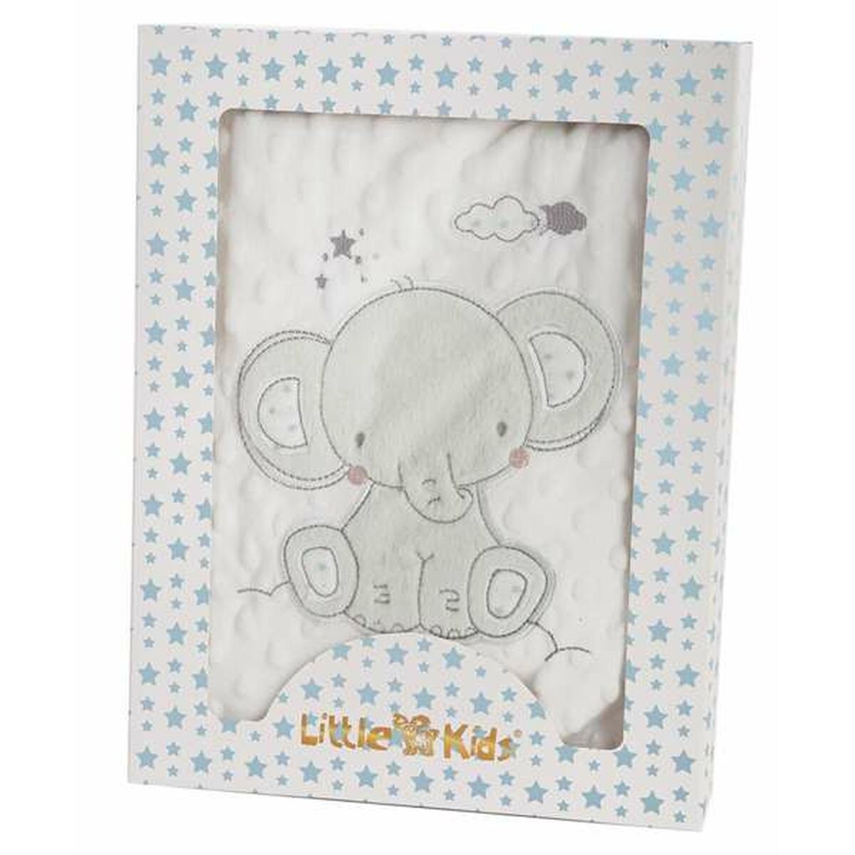 Bigbuy Fun Baby Blanket Elephant Green Embroidery Double-Sided 100 X 75 Cm