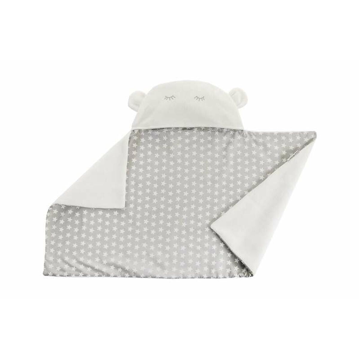 Bigbuy Kids Baby Blanket Reversible With Hood 90 X 66 Cm Stars