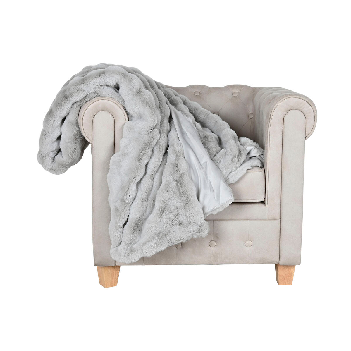 Home Esprit Blanket Home Esprit Light Grey 220 X 240 X 1 Cm