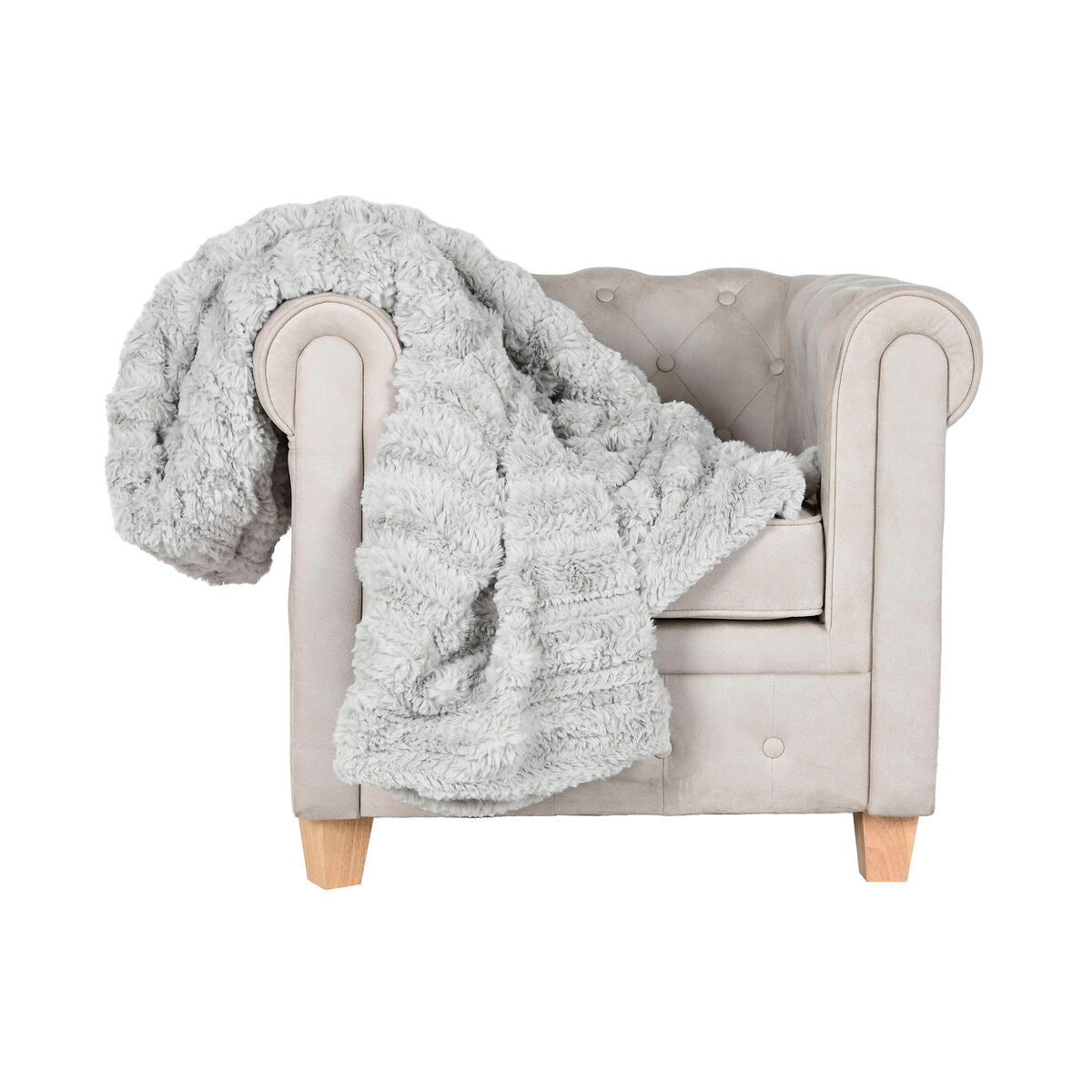 Home Esprit Blanket Home Esprit Light Grey 220 X 240 X 1 Cm
