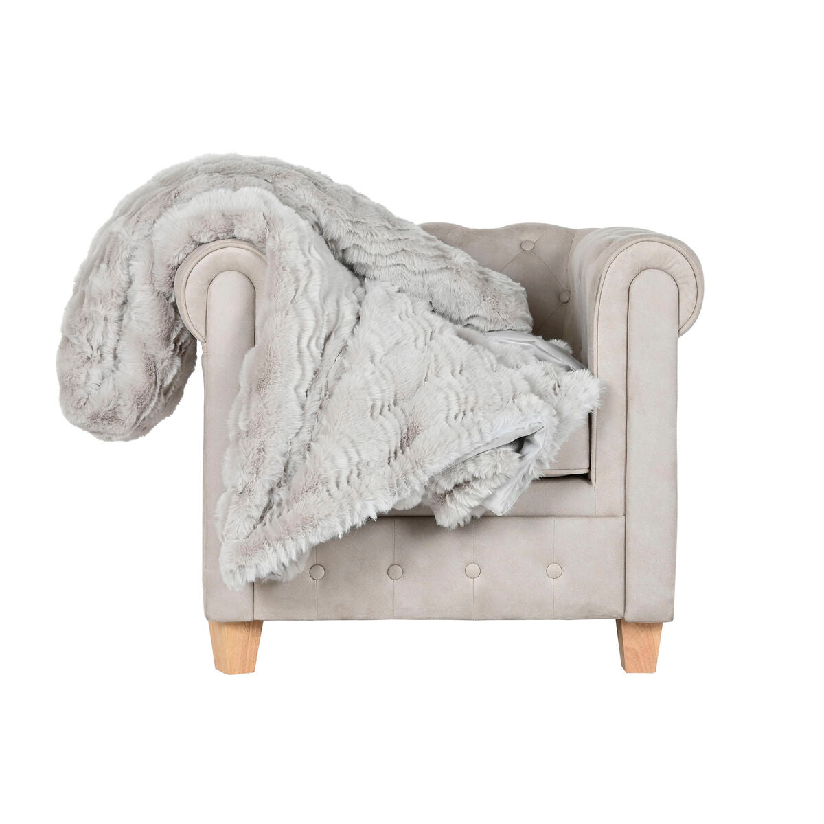 Home Esprit Blanket Home Esprit Light Grey 220 X 240 X 1 Cm