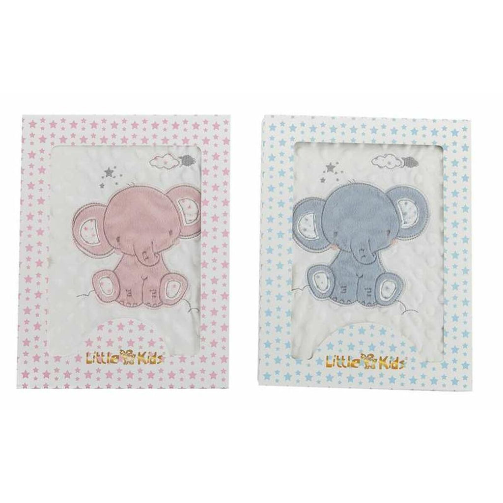 Bigbuy Fun Baby Blanket Elephant Pink Embroidery Double-Sided 100 X 75 Cm