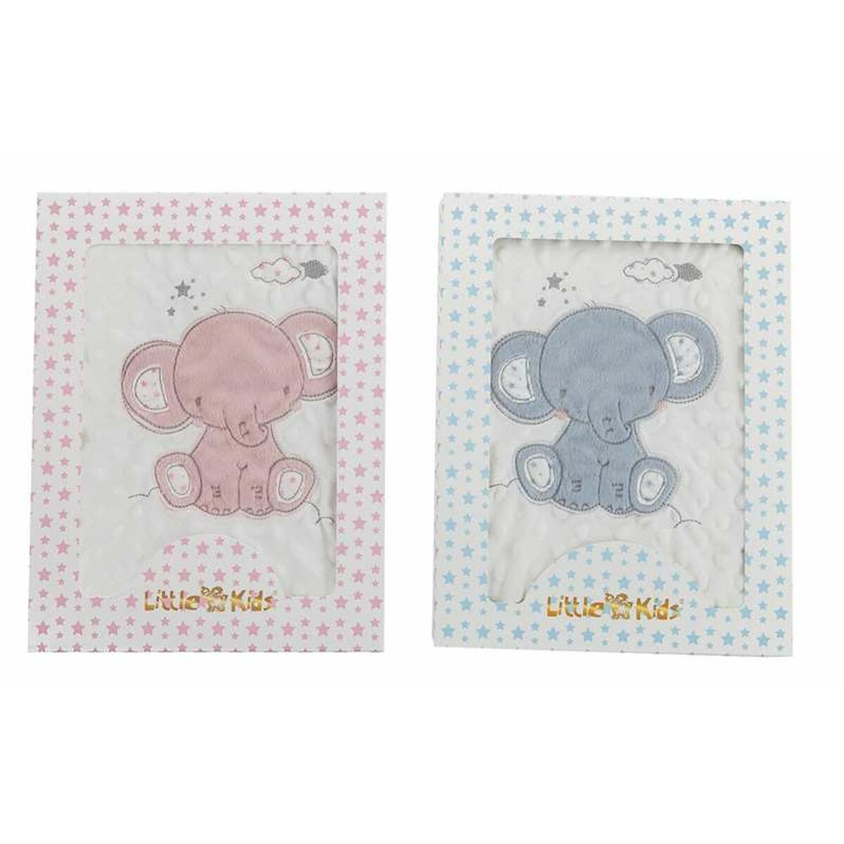 Bigbuy Fun Baby Blanket Elephant Pink Embroidery Double-Sided 100 X 75 Cm