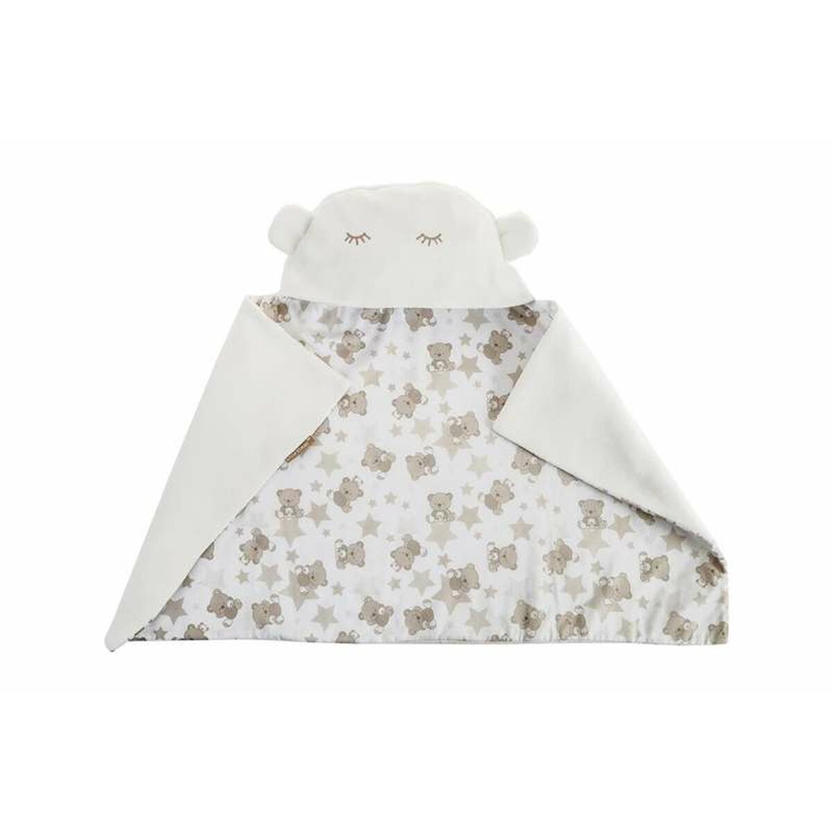Bigbuy Kids Baby Blanket Reversible With Hood 90 X 66 Cm Osos